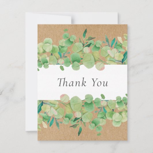Rustikale Kraft Geschäft Eukalyptus Blumen Danke (Vorderseite)