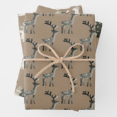 Rustikale Kraft gestrichen Holz Rentier Weihnachts Geschenkpapier Set (Beispiel)
