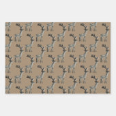 Rustikale Kraft gestrichen Holz Rentier Weihnachts Geschenkpapier Set (Vorderseite)