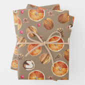 Rustikale Kraft getrocknete Orangenscheiben Gewürz Geschenkpapier Set (Beispiel)