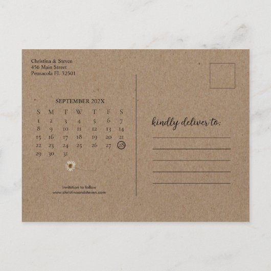 Rustikale Kraft getrocknete Sonnenblumenhochzeit r Postkarte (Rückseite)