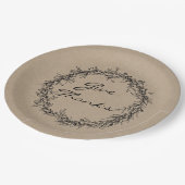 Rustikale Kraft gibt Erntedank-Papierplatte Pappteller (Schrägansicht)