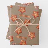 Rustikale Kraft Gingerbread Stars Schneeflocken Bä Geschenkpapier Set (Beispiel)