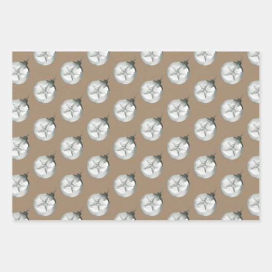 Rustikale Kraft Glass Ball Holiday Ornaments Geschenkpapier Set (Vorderseite 3)