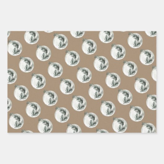 Rustikale Kraft Glass Ball Holiday Ornaments Geschenkpapier Set (Vorderseite 2)