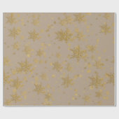 Rustikale Kraft-Gold-Schneeflocken Geschenkpapier (Flach)