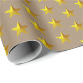 Rustikale Kraft Gold Stars Geschenkpapier (Rolleneckpunkt)