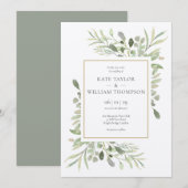 Rustikale Kraft Greenery Blätter Wedding Einladung (Vorne/Hinten)