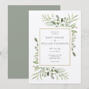 Rustikale Kraft Greenery Blätter Wedding Einladung