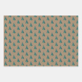 Rustikale Kraft Grüne Weihnachtsbäume mit Licht Geschenkpapier Set (Vorderseite 3)