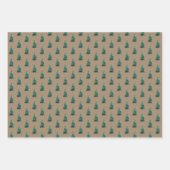 Rustikale Kraft Grüne Weihnachtsbäume mit Licht Geschenkpapier Set (Vorderseite 2)