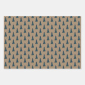 Rustikale Kraft Grüne Weihnachtsbäume mit Licht Geschenkpapier Set (Vorderseite)