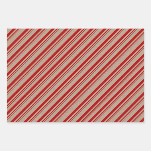 Rustikale Kraft-Grüne, weiße Sandstreifen Geschenkpapier Set (Vorderseite 2)