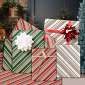 Rustikale Kraft-Grüne, weiße Sandstreifen Geschenkpapier Set