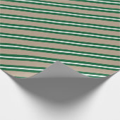 Rustikale Kraft Grüner Streifen Urlaub Geschenkpapier (Ecke)