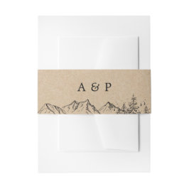 Rustikale Kraft handgezeichnet Berge und Pinienbäu Einladungsbanderole