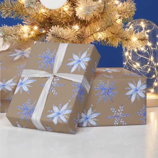 Rustikale Kraft Handgezeichnete Periwinkle Blaue S Geschenkpapier (Feiertage)