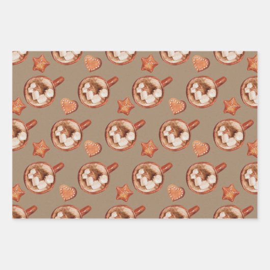 Rustikale Kraft heiße Kakao und Kekse Geschenkpapier Set (Vorderseite 3)