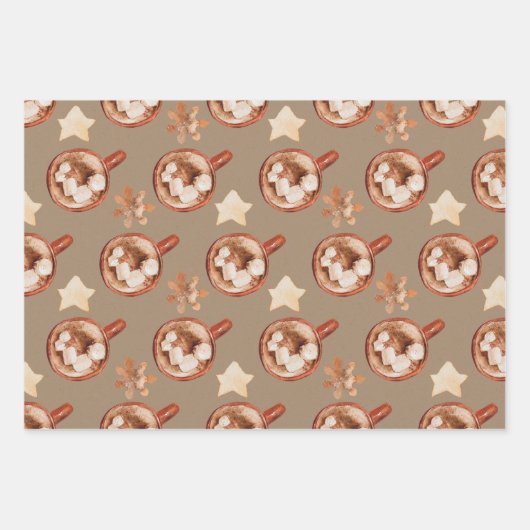 Rustikale Kraft heiße Kakao und Kekse Geschenkpapier Set (Vorderseite 2)