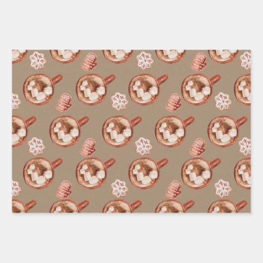 Rustikale Kraft heiße Kakao und Kekse Geschenkpapier Set (Vorderseite)