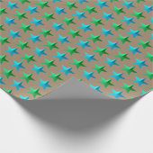 Rustikale Kraft hellgrüne blaue Sterne Geschenkpapier (Ecke)