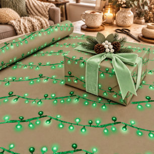 Rustikale Kraft hellgrüne Weihnachtsgirlanden Geschenkpapier