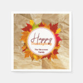 Rustikale Kraft Herbst-Ahornblatt-Familien-Ernteda Serviette (Vorderseite)