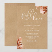Rustikale Kraft Herbst Hochzeit mit QR-Code Einladung (Vorne/Hinten)