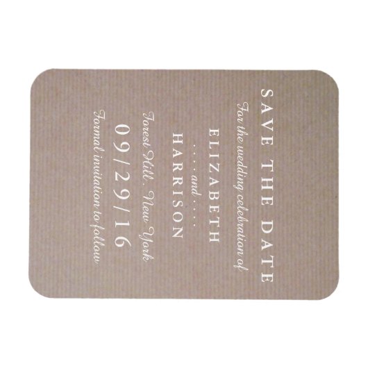 Rustikale Kraft-Hochzeit rettet das Datum Magnet (Horizontal)