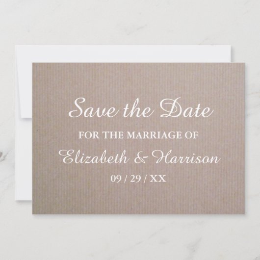 Rustikale Kraft-Hochzeit rettet das Datum Save The Date (Vorderseite)