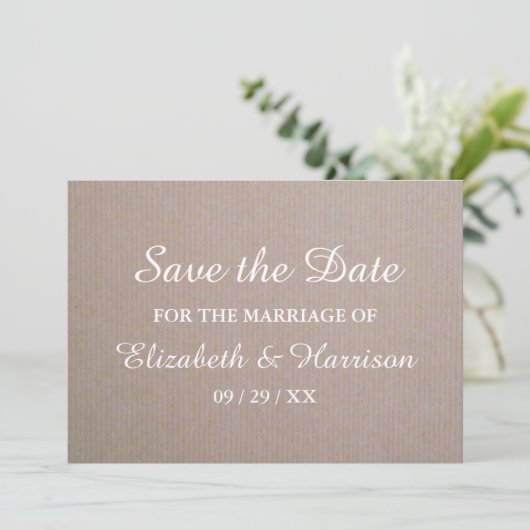 Rustikale Kraft-Hochzeit rettet das Datum Save The Date (Stehend Vorderseite)