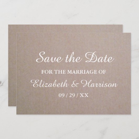 Rustikale Kraft-Hochzeit rettet das Datum Save The Date (Vorne/Hinten)