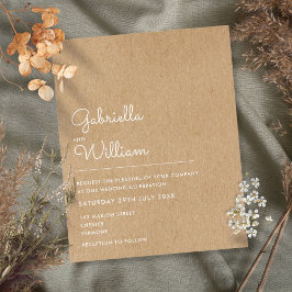 Rustikale Kraft-Hochzeitseinladung im minimalistis