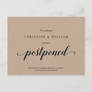 Rustikale Kraft,, Hochzeitseinladung verschoben Postkarte