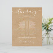 Rustikale Kraft-Hochzeitsplan-Zeitplan (Stehend Vorderseite)