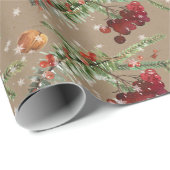 Rustikale Kraft Holiday Cranberries & Spruce Geschenkpapier (Rolleneckpunkt)