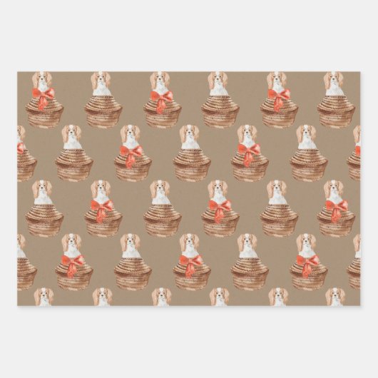 Rustikale Kraft Hunde in einem Korbgeflecht Geschenkpapier Set (Vorderseite 2)