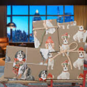 Rustikale Kraft-Hunde zu Weihnachten gekleidet Geschenkpapier Set