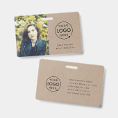 Rustikale Kraft-ID-Karte | Moderne Logos Foto Mita Ausweis (Vorder- & Rückseite)