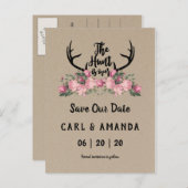 Rustikale Kraft-Jagd ist Save the Date vorbei Ankündigungspostkarte (Vorne/Hinten)