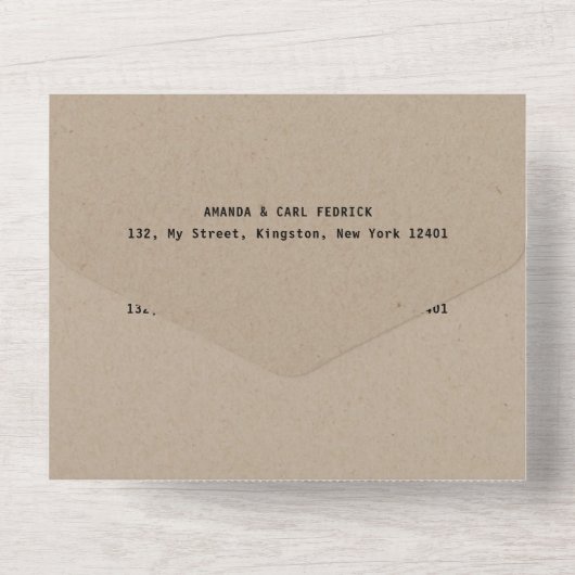 Rustikale Kraft-Jagd ist über Hochzeit All In One Einladung (Rückseite)