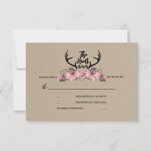Rustikale Kraft-Jagd ist über Hochzeit RSVP Karte (Vorderseite)