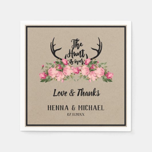 Rustikale Kraft-Jagd ist über Hochzeit Serviette (Vorderseite)