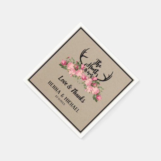 Rustikale Kraft-Jagd ist über Hochzeit Serviette (Ecke)