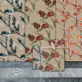 Rustikale Kraft Juniper Pine Cones & Ilex Berries Geschenkpapier Set