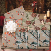Rustikale Kraft Juniper Pine Cones & Ilex Berries Geschenkpapier Set