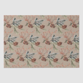 Rustikale Kraft Juniper Pine Cones Ilex Berries Seidenpapier