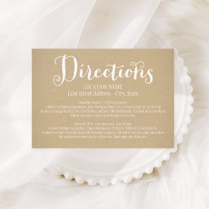 Rustikale Kraft-Kalligrafie-Hochzeitswegbeschreibu Begleitkarte