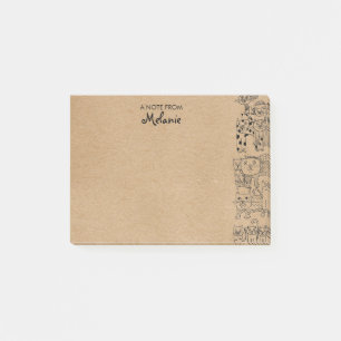 Rustikale Kraft Katzen Illustration Personalisiert Post-it Klebezettel