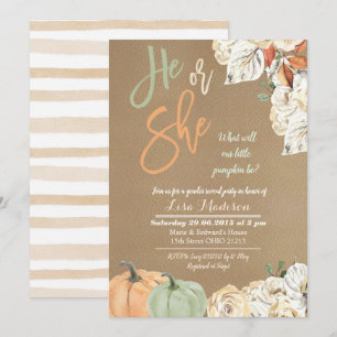 Rustikale Kraft-Kürbis-Geschlechterenthüllungs-Kar Einladung
